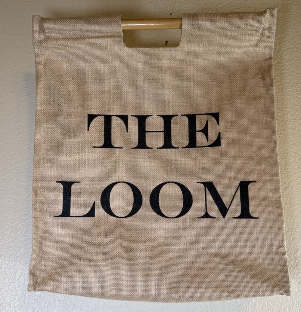 The Loom Reusable Tote Burlap Wood Handles Large Shop Sustainable Beige EUC